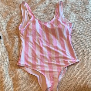 Pink striped one piece